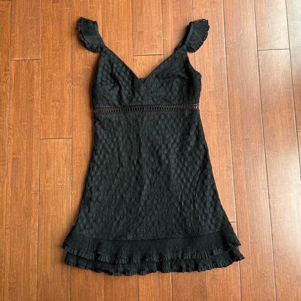 Crystal Doll Black Lace Mini Dress‎